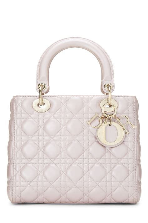 Pearly Pink Cannage Quilted Lambskin Lady Dior Medium